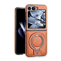 Magnetic Attachment Galaxy Anti-drop Z Flip 5/4/3 Leather Racket Case for Samsung Z Flip 6 Phone Case Stand Samsung Galaxy Z Flip 6 black