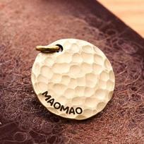 Personalized Pet ID Tags Hand Hammered Brass Engraving Kitten Puppy Anti-lost Collars Tag Dog Cat Name Tag Pets Dog Accessories 2cm geltona