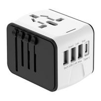 International Power Plug Adapter Portable Socket Converter 3 USB and 1 Type C Ports for for USA EU UK AU Cell Phone Laptop balta