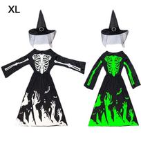 Luminous Cosplay Skeleton Suit High Waist Pants Grim Reaper Costume  Halloween Party XL Style 1 black