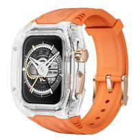 Pakeitimų rinkinys Richard Crystal Clear dėklai Apple Watch Ultra 49MM 44/45MM FKM gumos laikrodžio apyrankė Apple permatomam dėklui WS7&49mm gray