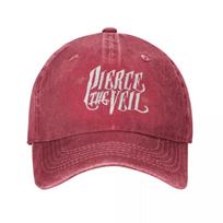 Unique Pierce The Veil Band Logo Trucker Hats Merch Vintage Distressed Denim Pop Rock Casquette Hat For for Men Women Adjustable One Size pink