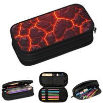 Magma Volcano Lava Fire Pencil Cases for Student School Pen Box Pencil Bag Large Capacity Pencil Pouch 21x10.5x5cm brown