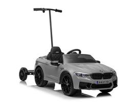 Akumuliatorinis automobilis BMW M5 su platforma tėvui, sidabrinis - uniwersalny