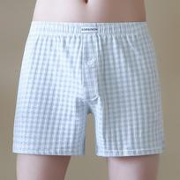 Men Plaid Cotton Underwear Comfortable Simple Breathable Home Boxer Shorts Trunk Male Lingerie Sexy Shorts M gray