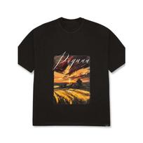 Per dydelis T-shirt Juodas Poguana Saulėlydžio Laukas Spausdintas Grafinis Tee Unisex Atsitiktinis Gatvės Apranga Viršutinis Drabužis Vyrams ir Moterims S juoda