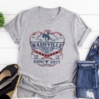 Nashville Rodeo Vakarietiškas Grafinis Marškinėliai Moteriški Vintage Kaubojės Tenesio Kantri Muzikos Marškinėliai Moteriški Mieli Hipio Marškinėliai Viršutiniai Drabužiai S gray