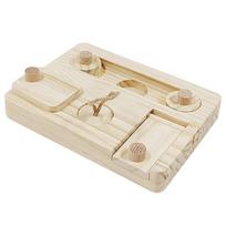 Rabbit Foraging Toy Interaction Food Feeder Puzzle Game for Small Pet Hamsters Feeding Training Board Wood Treats Feeder 1 white