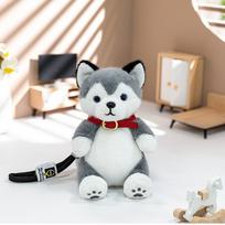 Huskies Plush Keychain With Soft Cotton Filling For Kids And Collectors Sitting gray