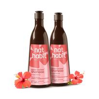 Nat Habit Natūralus šampūnas be sulfatų su penkiais aliejais ir kinrože plaukų augimui, Navdha šampūnas moterims ir vyrams (Pakuotė iš 2 X 250 ml) black