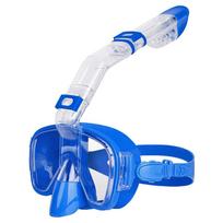 Latest Multifunctional Snorkel Mask Dry Top Foldable Diving Mask Set Anti-Fog 180 Degree Panoramic View HD with Camera Mount L/XL tamsiai mėlyna spalva