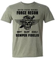 USMC T-shirt US Marines Semper Fidelis Devil Dog Military Force Recon Tshirt Men Cotton Tees St L black