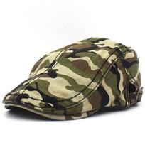 Four Seasons Camouflage Print Newsboy Caps Cotton Flat Peaked Cap Men And Women Painter Beret Hats 28 55-60cm adjustable beige