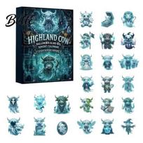 Highland Cow Advent Calendar 24 Days 2026 Christmas Countdown for Cute Theme Ornaments Kids Adults Acrylic Cattle Home Holiday Party Decor A