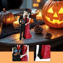 Skeleton Couple Figurine Resin Sculpture Day of The Dead Wedding Statue Tabletop Ornament for gray