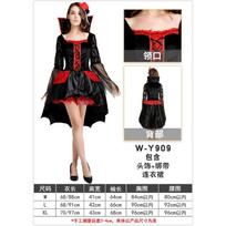 Halloween Adult Costume Stand-Up Collar Vampire Witch Game Uniform Temptation Stage Costume XL black