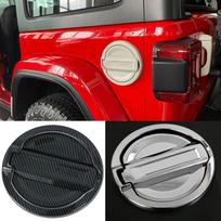 For Jeep Wrangler JL 2018  ABS Chrome or Carbon Fiber Look Car Styling Tank Fuel Gas Diesel Oil Cap Cover Trim Accessories Carbon Fiber Look red
