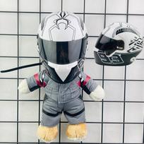 Motorcycle bear helmet set cycling decoration trunk pendant mini toy pendant home ornament doll S gray