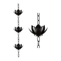 Leaf Rain Chain, Rain Catcher Chain For Gutters Outside With Adapter, Rain Chain Cups To Replace Gutter Downspout, Divert And Home Display One Size black