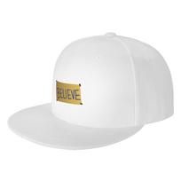 Fashion Believe Ted Flat Brim Sun Hat  Trucker Cap Sun Caps Adjustable white