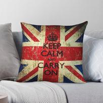 Keep Calm And Carry On Union Jack Square Pillowcase Polyester Linen Velvet Printed Zip Throw Pillow Case Home Cushion Cover 30X30CM red