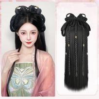 Sintetinis Hanfu Senovinio Stiliaus Plaukų Juosta Kasos Integruota Plaukų Juosta Perukas Moterims Kinų Stiliaus Plaukų Aksesuaras Antikinis Modeliavimas Cosplay 1 PCS black