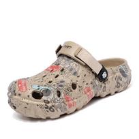 Men Summer Clogs Slippers Light Soft EVA Men's Hole Shoes Outdoor Sandals Home Garden Shoes Male Beach Water Shoes Size 40-47 40 chaki