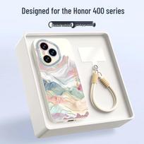 Honor 400/400 Pro National Trend Silicone Phone Case with Lanyard Honor 400 Pro gray