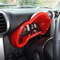 For Toyota FJ Cruiser 2007- Car Center Console Instrument Panel Display Tachometer Trim Cover Frame Stickers Car raudona