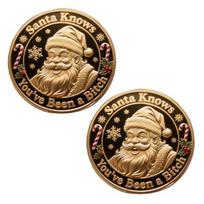 Negausi Šūdo Monetos Juokingas Kalėdų Senelis Vidurinysis Pirštas Monetos Naujovė Metalo Kalėdinė Atminimo Iššūkio Monetos Pokštas Dovana Draugams 2pcs B beige