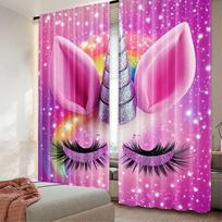 Pink Unicorn Fantasy Curtains Vibrant Printed Design Suitable Bedroom Bathroom Living Room Dining Study Curtain Set Of 2 Made Polyester Washable Ready W100*H70(CM)-Hooks&1PCS pink