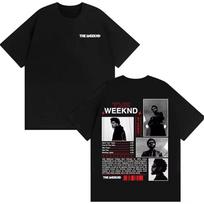 Rapper The Weeknd Starboy Album Cover T Shirt Men's Clothing Harajuku Punk  T-shirts Man Pure Cotton Short Sleeve Top S black