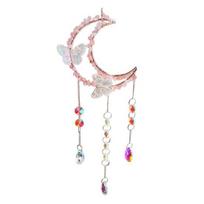 Crystals Suncatcher Hanging Moon Butterfly Sun Catcher with Glass Prisms A white