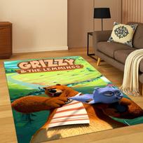 3D Grizzy ir Lemingai Animacinis Kilimas-Kilimėlis Miegamajam Svetainei Sofai Namų Dekoras,vaikų Žaidimų Zonos Kilimėlis Neslystantis Grindų Kilimėlis Dovana 40x60cm brown