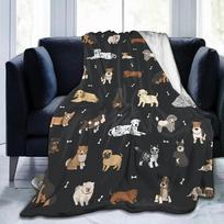3D spausdinta antklodė šuniukai mieli gyvūnai pledas itin minkštas šiltas visų sezonų animacinių gyvūnėlių dekoratyvinis vilnos pledas Size: 75*100cm, Weight: 230 GSM gray