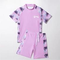 Boys Girls Split Swimsuit Children Surfing Quick Drying Swimming Sets Kids Short Sleeve Sleeve Shorts Swimwear 2 Piece Set 100 pink