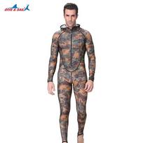 Mens Camo Full Body Rash Guard With Hood Zipper UV Protection Dive Suit Snorkeling Surfing Swimming XXXL gray