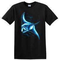 Manta Ray Ocean Art T Shirt Sea Life Design Unique Graphic Tee XXXL blue
