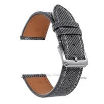 Greitai atsegamas vintažinio džinsinio rašto laikrodžio dirželis 18mm 20mm 22mm Siuvinėtas karvės odos dirželis Seiko drobės sportiniam riešo apyrankei 20mm gray