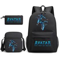 Įkvėpta Avatar 2 Drobės Kuprinė Paaugliams Unisex Mokyklai Kelionėms Su Tinklelio Grandinėlės Detale 3-piece set black