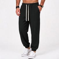 Men's Vertical Stripe Jogger Pants with Elastic Waistband, Stretch Slim Fit Tapered Leg Casual XXL black