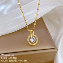Zircon Ring Light Luxury Temperament Zircon Clavicle Chain Small Retro Necklace gray