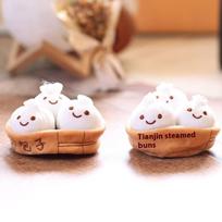 1Pcs Soft Little Bun Keychain Kawaii Fluffy Xiaolongbao Keyring Simulation Food Cartoon Plush Pendant Birthday Gift beige