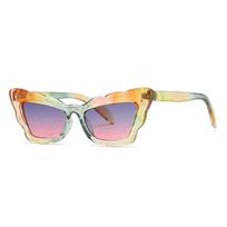 New Popular Cat Eye Women Sunglasses Wavy Edge Frame Retro Shades UV400 Trending Punk Rivets Sun Glasses as picture gray
