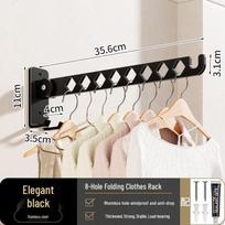 No-Drill Invisible Wall-Mounted Clothes Drying Rack - Stainless Steel for Balcony or Bathroom beige