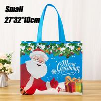 30PCS Santa Elk Snowflake Tote Bag Christmas Gift Bags Thickened non-woven printed waterproof bags Christmas Decoration Gifts 1PC blue