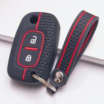 Silicone Folding Remote Key Sleeve for Renault Clio 3 Twingo 2 Modus Kangoo Scenic 2 Megane 2 Lada Vesta Granta Kalina Niva with Keychain Key Fob Case juoda