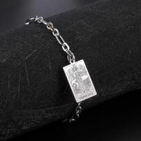 Tarot Card Charms Bracelets for Women Men The Major Arcana Amulet Stainless Steel Classic Tarot Wrist Jewelry Gifts Rose gold&17-22cm black
