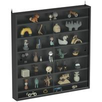 Six Shelf Display Cabinet, with Glass Doors - Black 80 x 9.5 x 83 cm