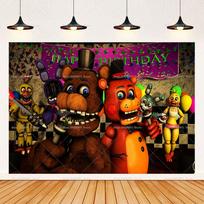 FNAF Five Nights Horrible Birthday Party Decoration Background Horrible Party Supplies Banner Photography Backdrop Boy Room Deco 47.2x31.5inch/120*80cm black